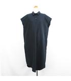 オリーブデオリーブ OLIVE des OLIVE シャツワンピース チュニック フレンチスリーブ ロング丈 バックボタン M ネイビー ※EKM