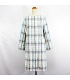 イエナ IENA ノーカラーコート アウター 長袖 ジップアップ ミモレ丈 チェック コットン マルチカラー ※EKM