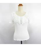 エフデ ef-de カットソー 半袖 ラウンドネック フリル ビジュー 9  ホワイト ※EKM