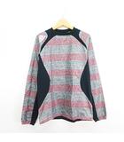 アディダス adidas ピステ ウィンドブレーカー 長袖 クルーネック ボーダー ロゴ 2XS グレー×ネイビー サッカーウェア ※EKM