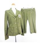 トラサルディ TRUSSARDI セットアップ パンツスーツ ジャケット テーラード 長袖 シングル パンツ クロップド ツイル ストレッチ 上44 下42 オリーブグリーン ※EKM