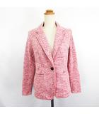 ランズエンド LANDS' END ニット ジャケット テーラード 長袖 シングル 1B 裏起毛 S ピンク ※EKM