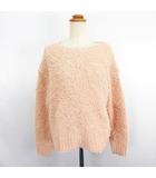 ジーユー GU ニット セーター 長袖 ドロップショルダー ラウンドネック カールヤーン M ピンク ※EKM