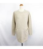 アースミュージック&エコロジー EARTH MUSIC & ECOLOGY ニット チュニック ワンピース 長袖 丸首 ブークレー ウール混 アルパカ混 F ベージュ ※EKM