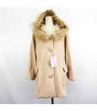 クチュールブローチ COUTURE BROOCH コート アウター 長袖 フード ハーフ丈 リアルファー ラメ 38 ベージュ ※EKM