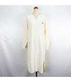 フィラ FILA ワンピース チュニック 長袖 ドロップショルダー キーネック ロング丈 ワッフル地 ロゴ M アイボリー ※EKM