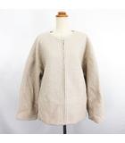 エマジェイムス EMMAJAMES ノーカラージャケット アウター 長袖 ドロップショルダー ループボア XL 淡茶 ※EKM