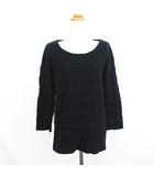 ラコステ LACOSTE ニット セーター 長袖 ラウンドネック ボーダー ウール混 ロゴ ワッペン 40 ブラック ※EKM