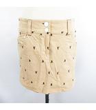 フィラ FILA GOLF スカート ボトムス ミニ丈 台形 コーデュロイ 総柄 刺繍 L ベージュ ※EKM