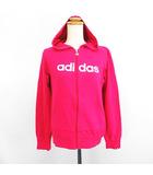 アディダス adidas パーカー ジャケット スウェット 長袖 ジップアップ 薄手 ロゴ ストレッチ L ピンク スポーツウェア ※EKM