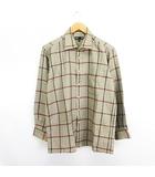 シャツ 長袖 チェック ロゴ 胸ポケット ウール L ベージュ ※EKM