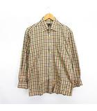 シャツ 長袖 チェック 胸ポケット コットン L ベージュ ※EKM