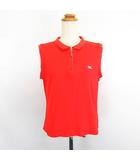 バーバリーゴルフ BURBERRY GOLF ポロシャツ ノースリーブ ハーフジップ ロゴ 刺繍 L オレンジ ※EKM