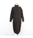ニコアンド Niko and.. ニット ワンピース チュニック 長袖 ハイネック ロング丈 ベストレイヤード風 ウール混 M ブラウン ※EKM