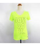 ナイキ NIKE Tシャツ カットソー 半袖 Vネック DRI-FIT 英字 ロゴ M レモンイエロー スポーツウェア ※EKM