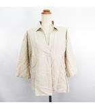 イエナ IENA シャツ ブラウス 七分袖 ドロップショルダー スキッパーカラー プルオーバー 麻混 ライトベージュ ※EKM