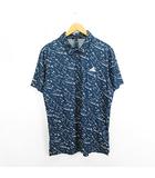 アディダス adidas PRIMEBLUE ポロシャツ 半袖 総柄 ロゴ XO ネイビー スポーツウェア ※EKM