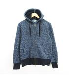 タケオキクチ TAKEO KIKUCHI ニット ジャケット アウター 長袖 フード ジップアップ 裏フリース 2 ネイビー系 ※EKM