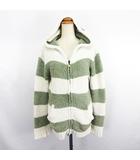 ジェラートピケ gelato pique ルームウェア パーカー ジャケット 長袖 ジップアップ ボーダー ロゴ ストレッチ F グリーン×アイボリー ※EKM