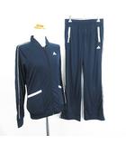 アディダス adidas セットアップ 上下 ジャージ ジャケット 長袖 ジップアップ パンツ ロング丈 ブーツカット ロゴ 薄手 M ネイビー スポーツウェア ※EKM