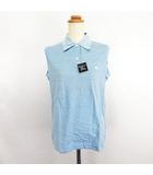 バーバリーズ Burberrys ポロシャツ ノースリーブ ボーダー ロゴ 刺繍 コットン L ライトブルー ※EKM