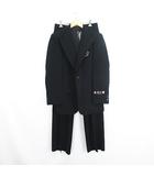  DANCUS UNIQUE セットアップ スーツ ジャケット テーラード シングル 1B 背抜き パンツ フレア 裾上げなし ウール フォーマル Y5 ブラック ※EKM