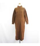 アーバンリサーチ ドアーズ URBAN RESEARCH DOORS ニット ワンピース チュニック 長袖 ドロップショルダー タートルネック ロング丈 ウール混 キャメル混 ストレッチ One ブラウン ※EKM