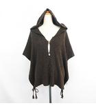サマンサモスモス SM2 ニット ポンチョ フード アルパカ混 ウール混 M ブラウン ※EKM