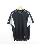デサント DESCENTE ベースボールTシャツ 半袖 2ボタン コンビネーション O ブラック×グレー ※EKM