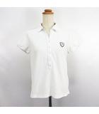 バーバリーゴルフ BURBERRY GOLF ポロシャツ 半袖 パフスリーブ スキッパーカラー ロゴ L オフホワイト ※EKM