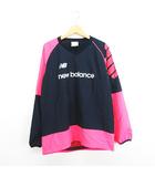 ニューバランス NEW BALANCE JJTF8944 ピステ ウィンドブレーカー 長袖 Vネック ロゴ 裏メッシュ 160 ネイビー×ピンク サッカー フットサルウェア ※EKM