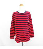 ポロ バイ ラルフローレン Polo by Ralph Lauren Tシャツ カットソー 長袖 クルーネック ボーダー ロゴ コットン L レッド×ネイビー ※EKM