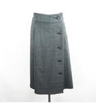 ミディウミ MidiUmi スカート ボトムス ロング丈 フレア グレンチェック フロントボタン ストレッチ グレー ※EKM