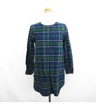 サマンサモスモス SM2 チュニック ワンピース 長袖 ラウンドネック チェック コットン M グリーン×ネイビー×ホワイト ※EKM