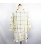 ゴールデンベア GOLDEN BEAR チュニック ワンピース 長袖 チェック 透け感 麻混 M アイボリー ※EKM