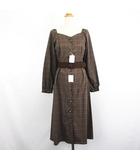 イング INGNI ワンピース チュニック 長袖 ロング丈 グレンチェック フロントボタン M ブラウン ※EKM