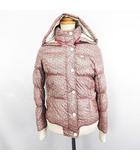 ラコステ LACOSTE ダウンジャケット アウター 長袖 フード ジップアップ 花柄 ロゴ 38 ピンク系 ※EKM