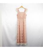 ワンアフター アナザー ナイスクラップ one after another NICE CLAUP オールインワン サロペット ロング丈 シャーリング レース F コーラルピンク ※EKM