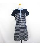 トミーヒルフィガー TOMMY HILFIGER ポロシャツ ワンピース 半袖 ミニ丈 ボーダー ロゴ コットン S/P ネイビー×ホワイト ※EKM