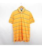 トミーヒルフィガー TOMMY HILFIGER ポロシャツ 半袖 ボーダー ロゴ コットン L オレンジ ※EKM