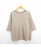 ユナイテッドアローズ A DAY IN THE LIFE UNITED ARROWS Tシャツ カットソー 五分袖 ドロップショルダー ポンチ クルーネック コットン L グレージュ ※EKM