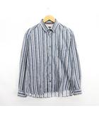 ハッシュパピー Hush Puppies ネルシャツ 長袖 ボタンダウン ストライプ ロゴ 胸ポケット L グレー系 ※EKM
