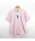 クロコダイル CROCODILE シャツ 半袖 ボタンダウン 総柄 ロゴ L ピンク系 ※EKM