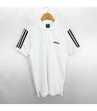 アディダス adidas ポロシャツ 半袖 ライン ロゴ L ホワイト スポーツウェア ※EKM