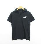 プーマ PUMA ポロシャツ 半袖 オープンポロ Vネック ロゴ コットン S ブラック スポーツウェア ※EKM