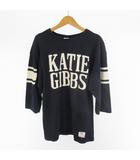 チャンピオン CHAMPION 80’S USA製 フットボール Tシャツ 七分袖 ロゴ プリント KATIE GIBBS コットン ジャージー 紺 ネイビー M ヴィンテージ オールド