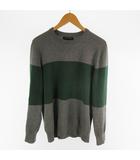 バナナリパブリック BANANA REPUBLIC 00’S ニット セーター クルーネック ボーダー バイカラー グリーン グレー 緑 コットン M ヴィンテージ オールド トップス