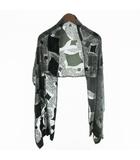 アルマーニ コレツィオーニ ARMANI COLLEZIONI ストール ショール フロッキー 総柄 グリーン 緑 グレー 180cm×40cm