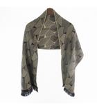 アルマーニ コレツィオーニ ARMANI COLLEZIONI マフラー ニット 柄 ロゴ ネイビー グレー 紺 ウール 160cm×36cm