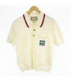 グッチ GUCCI コットン ニット ポロシャツ 半袖 692863 ロゴ ポケット アイボリー ゴールド M (株)ケリングジャパングッチディヴィジョン